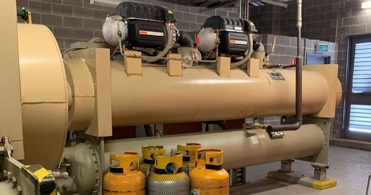 A huge beige coloured commercial chiller unit