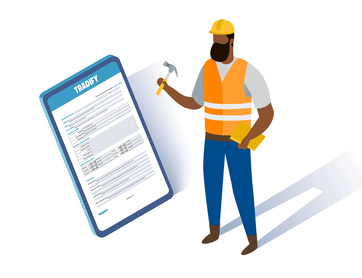 Construction worker with business plan