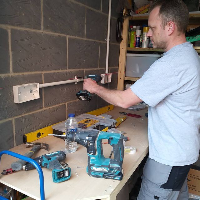 grant speller from Essex County Electrical on the job with makita power tools