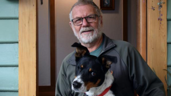 K9 Weed Detection_john and his dog sitting on the front porch