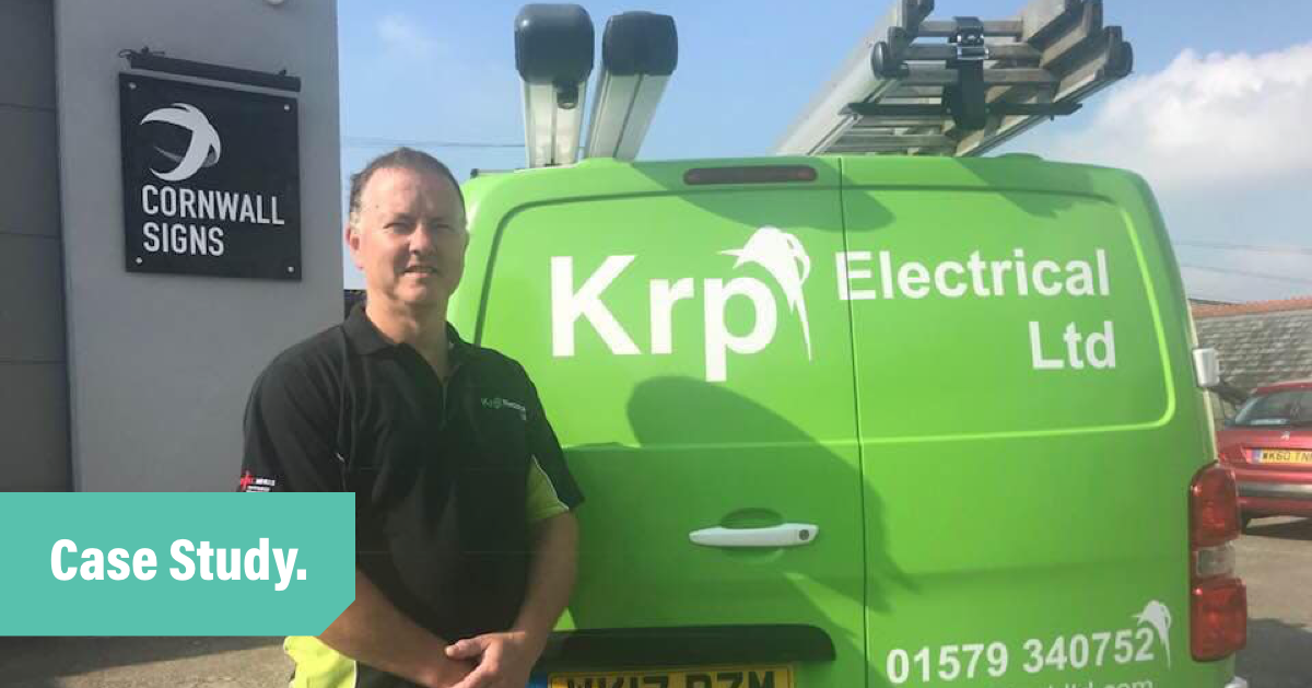 Kieth from KRP Electrical standing outside van