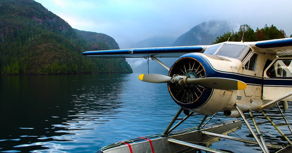 A float plan landed on the water at Haida Gwaii off the coast of Canada