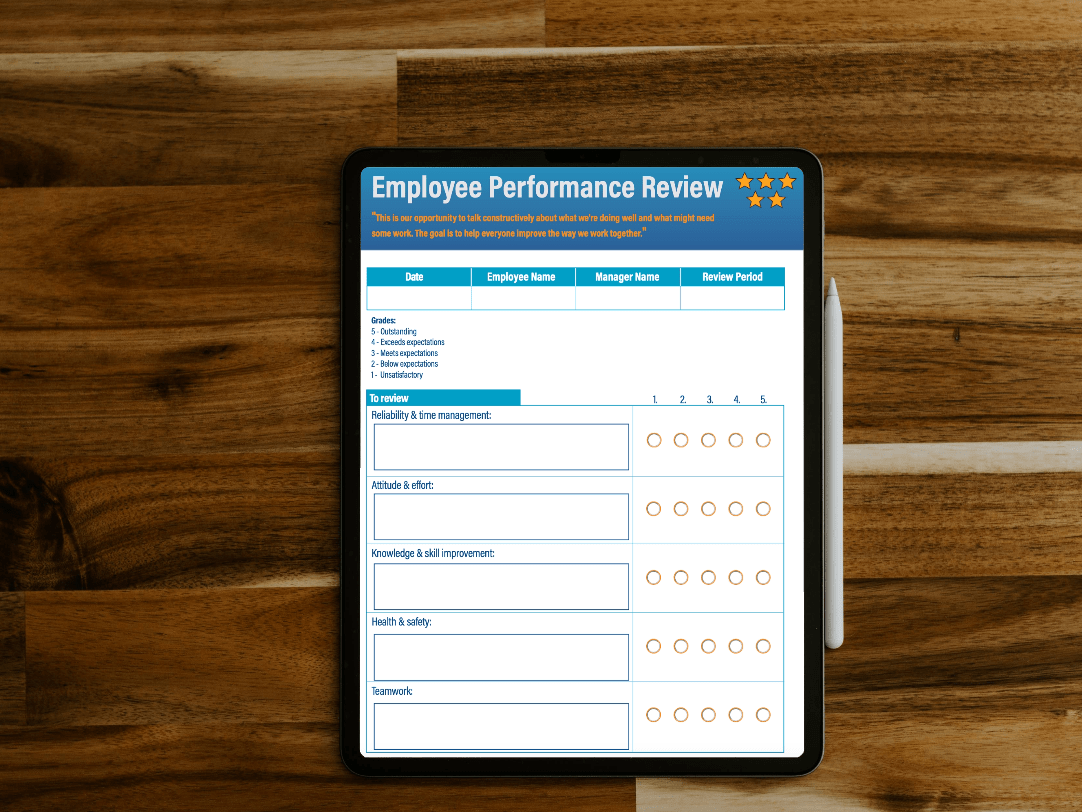 Contractor Performance Review template image