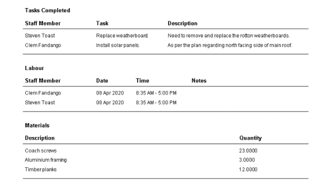 Tradify Job Service Reports