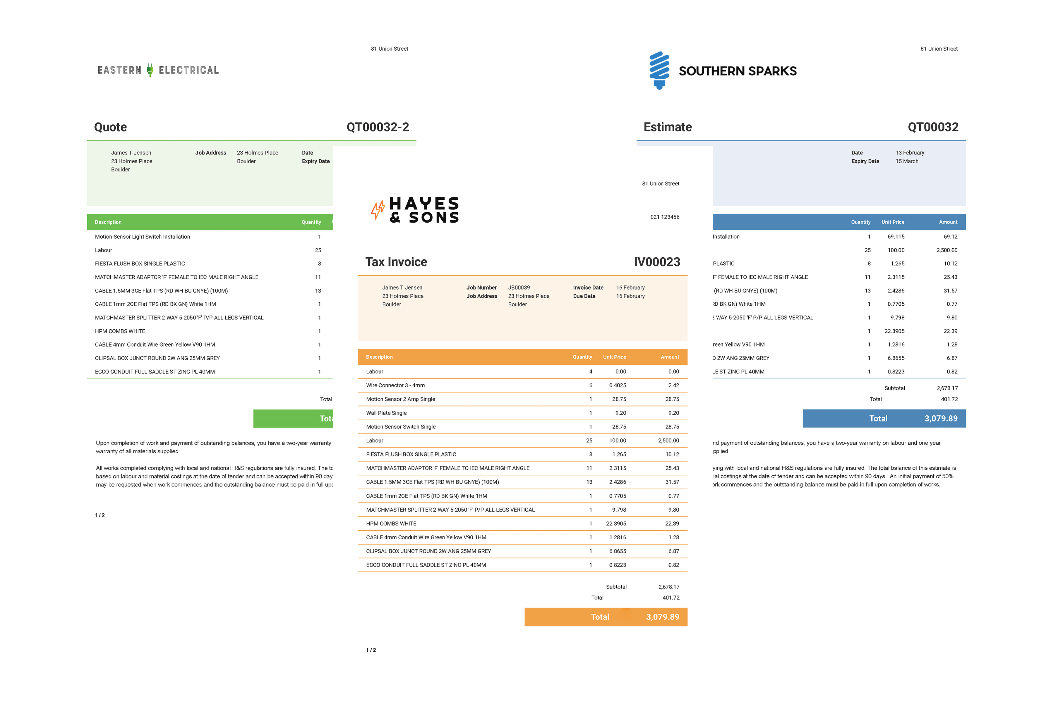 estimate invoice quotes template